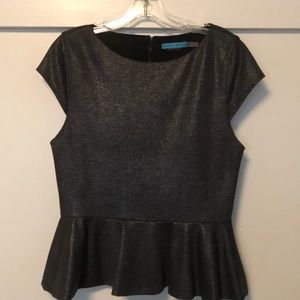 Gunmetal Alice + Olivia Peplum top Sz 10+/-